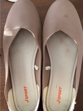 JSPORT Women’s Rose Beige Knit Ballet Flats